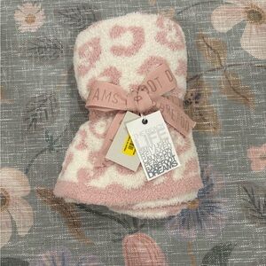 NWT Barefoot Dreams Baby Blanket Pink and White Leopard Print Blanket